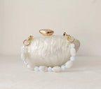 Caixa acrílica bege pérola shell ovo sacos de embreagem para mulheres, bolsa frisada feminina, bolsas noite, casamento, dama de honra, festa, senhora