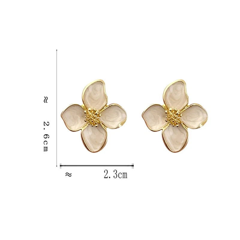 Hibisco caiu esmalte flor brincos para mulheres menina francês ins vintage 2024 moda coreano casamento romântico jóias presentes