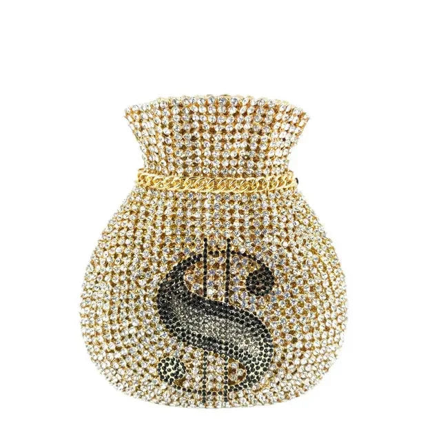 Bouotique de fgg (em estoque) dólares dinheiro bolsa de embreagem feminina cristal bolsas noite festa casamento cocktail minaudiere bolsas