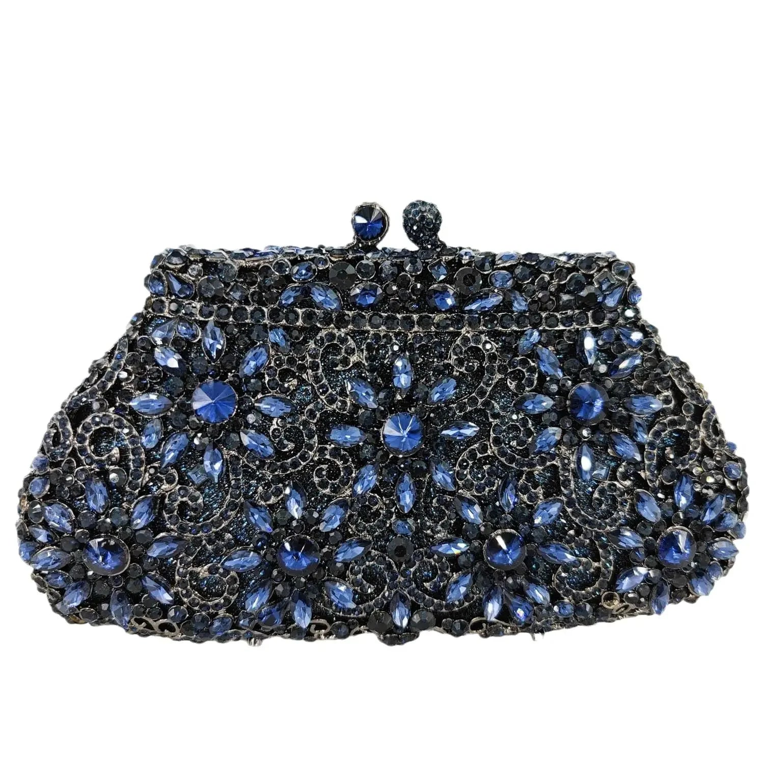 Flor coroa prata cristal embreagem para mulheres, bolsa de noite, saco de baile, embreagens nupciais, bolsa de casamento, boutique de fgg, em estoque
