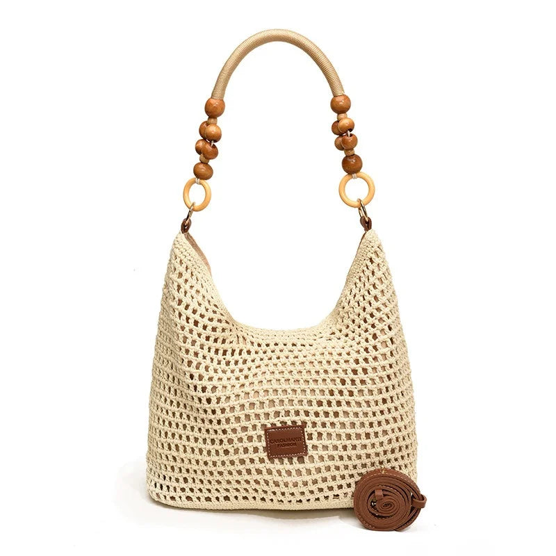 Bolsa de Palha Trançada de ande Capacidade para o Verão, Bolsa Casual de Mão para Mulheres, Nova Bolsa Transversal 2025