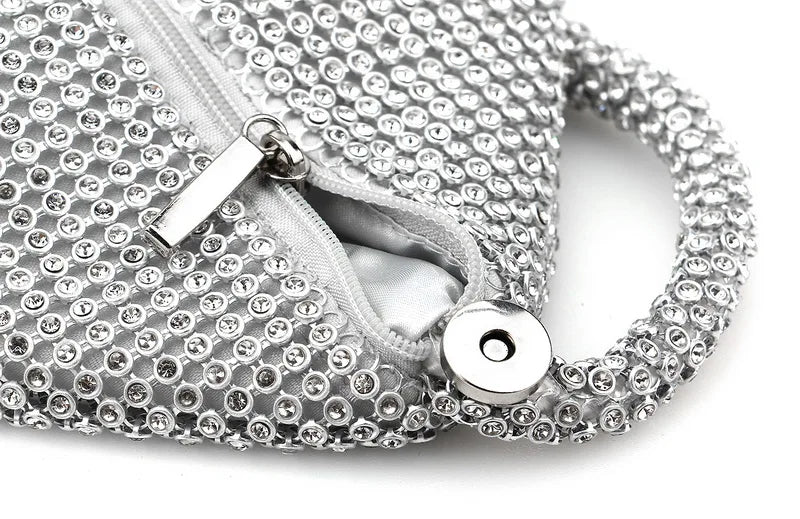 Strass macios pequenos sacos de noite diamantes dia embreagem zíper bolso bolsa de dinheiro com preto ouro prata sacos