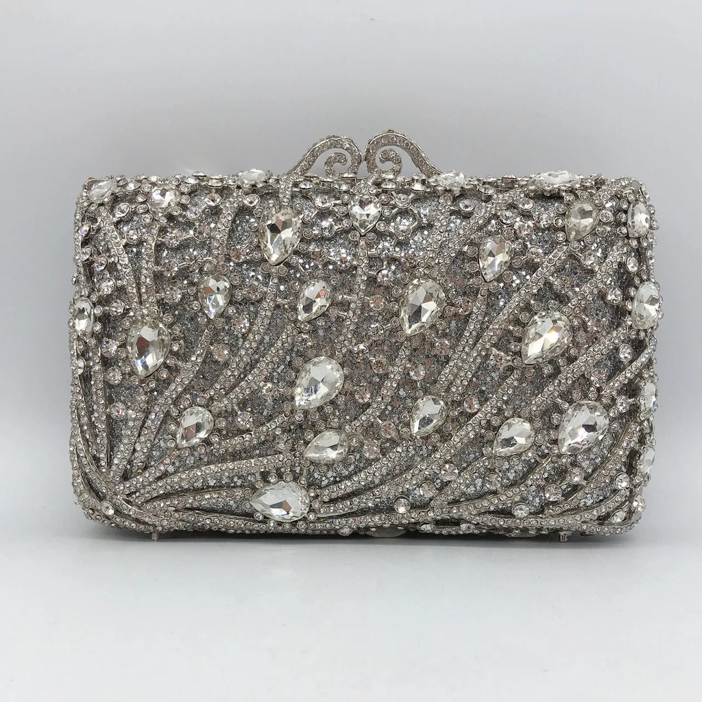 Corrente quadrada horizontal cheia de diamantes bolsa de embreagem algas diamante jantar saco banquete bolsa feminina