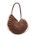 Bolsa crossbody em formato de concha artesanal, feminina, estilo praia, alça de ombro, bolsa acabada, forro de poliéster vintage, interior poc
