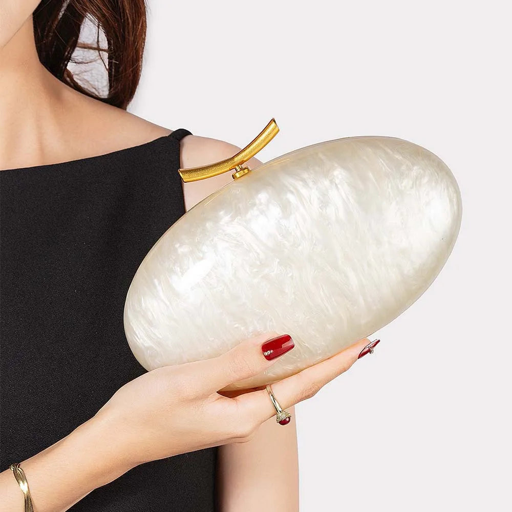 Doce pérola azul feminino noite embreagens bolsa de luxo acrílico longa corrente cruz corpo bolsa oval telefone casamento banquete festa saco