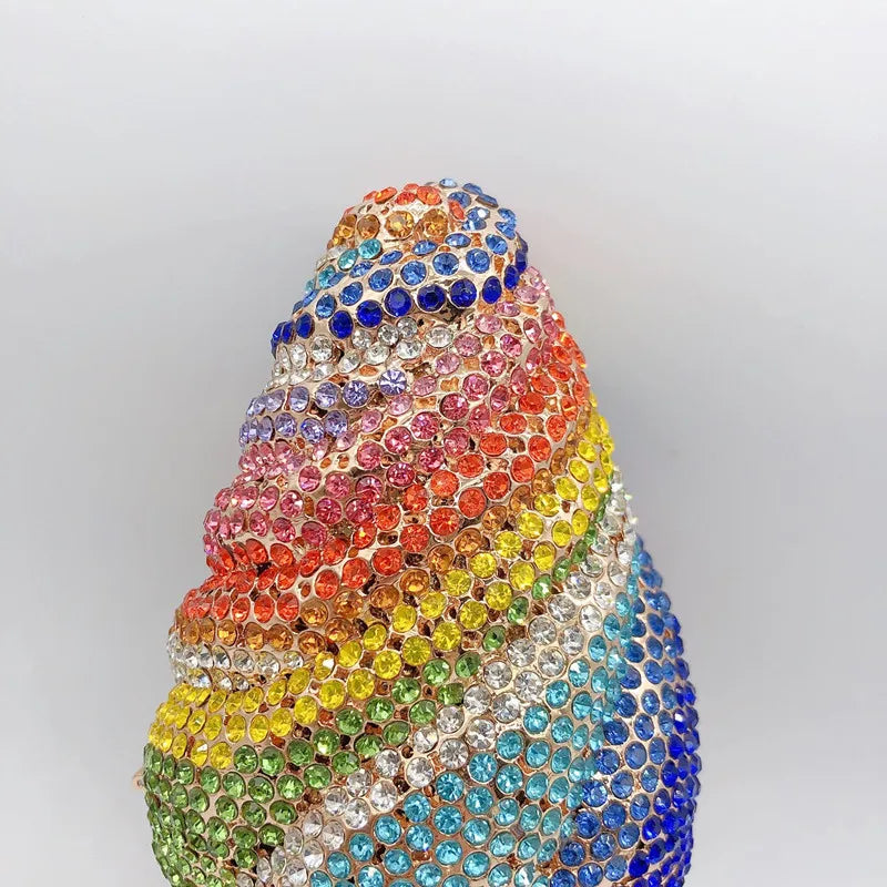 Nova chegada sorvete embreagens mulher colorido cristal bolsa aniversário baile de formatura diamante bolsa casamento festa de noiva presente saco noite