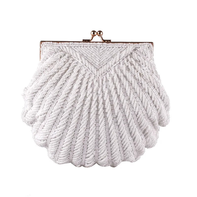 Bolsa e bolsa de casamento para mulheres, Sacos elegantes para festa à noite, Embreagens de casamento branco, Fêmea Frisada Clutch Bag Sac