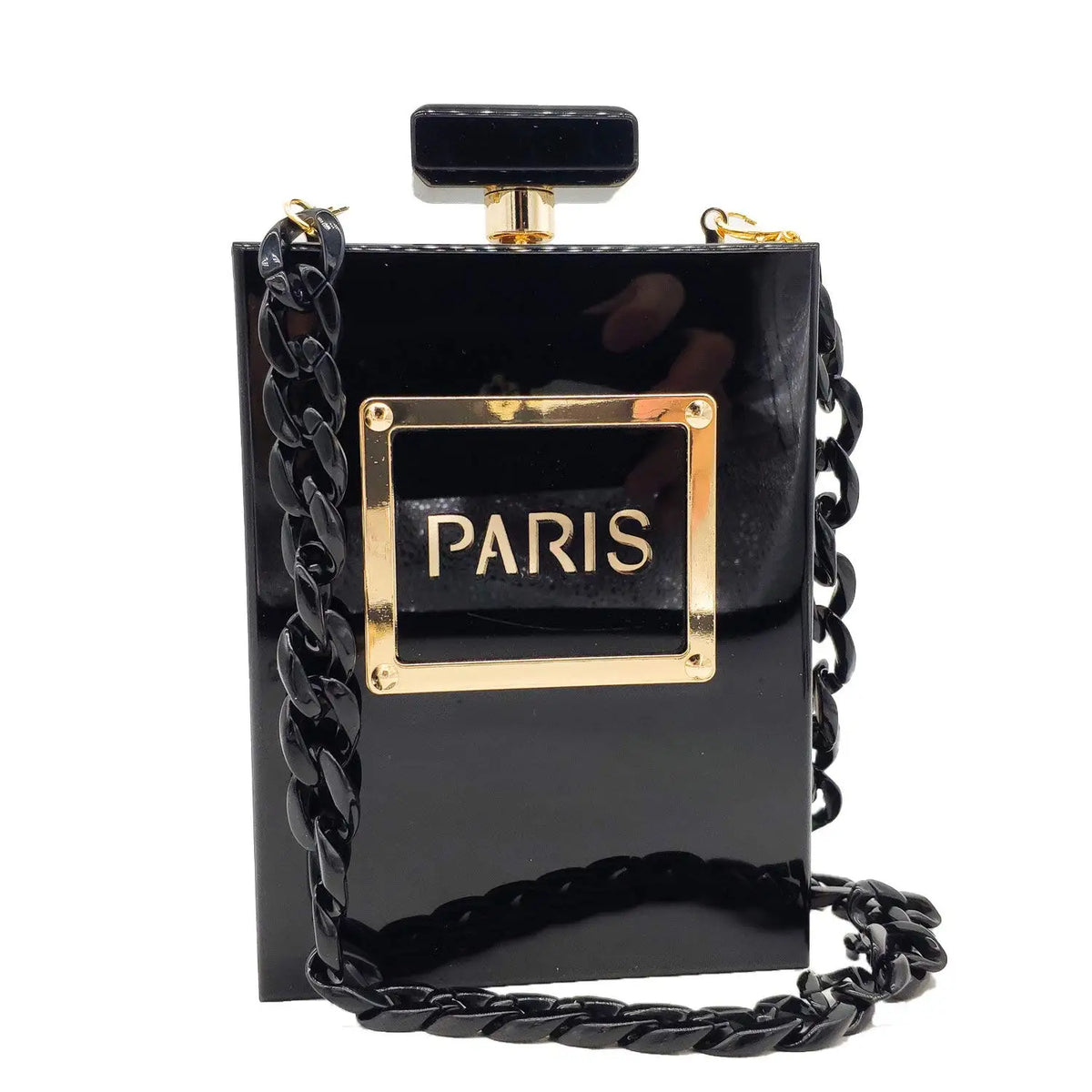 Sacos de noite feminino acrílico paris perfume em forma preto bolsa bolsas embreagem vintage banquete bolsa luxo ombro crossbody sacos