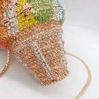 Nova chegada sorvete embreagens mulher colorido cristal bolsa aniversário baile de formatura diamante bolsa casamento festa de noiva presente saco noite