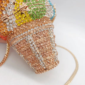 Nova chegada sorvete embreagens mulher colorido cristal bolsa aniversário baile de formatura diamante bolsa casamento festa de noiva presente saco noite