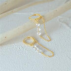 Aide 925 prata esterlina três zircão gota longa corrente ouro hoop fivela piercing brincos para mulheres casual jóias festa presente