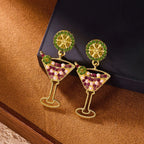Brincos de vidro de vinho limão vintage para mulheres temperamento luz luxo incrustado strass pérola brincos meninas festa jóias presentes