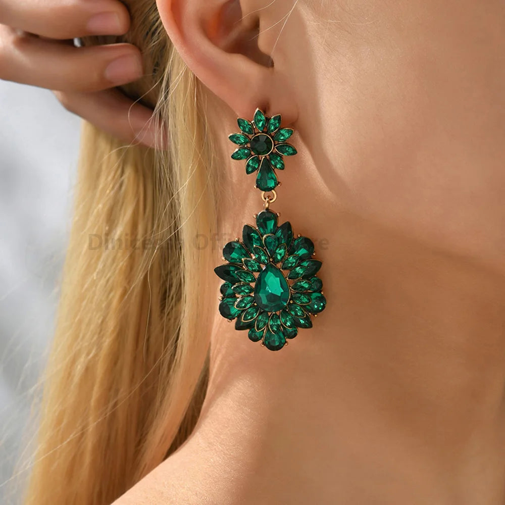 Lágrima vintage lustre decoração de vidro cristal glamouroso balançar brincos para mulheres tendência luxo qualidade pingente jóias