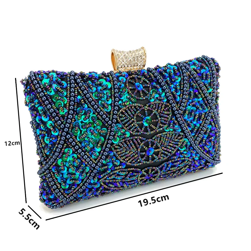 Sacos de noite frisados luxuosos com corrente metálica para mulheres, sacos de ombro femininos, embreagem do casamento, fechamento do diamante, bolsas do partido, sacos de noite