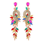 Moda folha nota colorido cristal longo pendurado jóias para meninas brincos feminino retro luz luxo requintado senhoras brincos