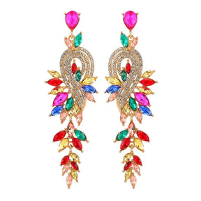 Moda folha nota colorido cristal longo pendurado jóias para meninas brincos feminino retro luz luxo requintado senhoras brincos
