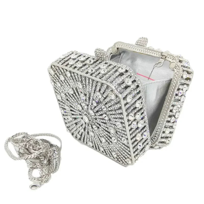 Cristal Noite Embreagem Para Mulheres, Bolsa De Casamento, Embreagem De Noiva, Minaudiere Box, Bolsas De Strass, Boutique, Em Stock