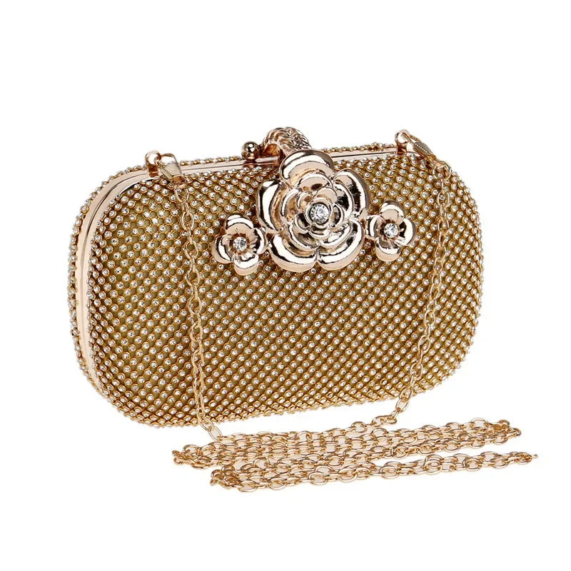 Nova Bolsa de Noite Feminina Estilo Socialite Transfronteiriça, Bolsa de Gala Luxuosa com Adornos, Acessório de Mão para Baile de Formatura e Festas