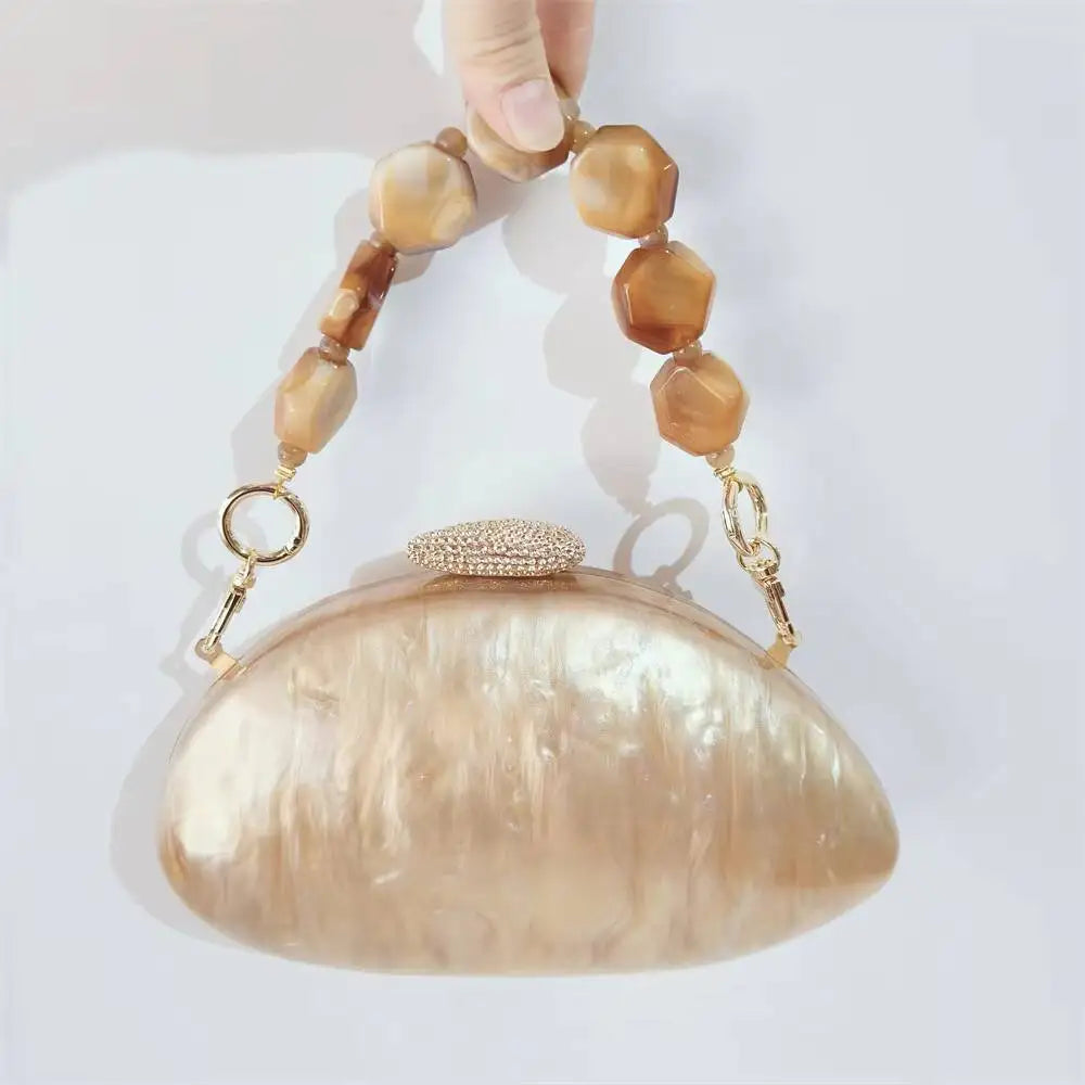 Oval areia nu pérola acrílico caixa feminina saco do mensageiro bolsa de casamento europeu elegante noite bonito verão pro casual saco embreagem