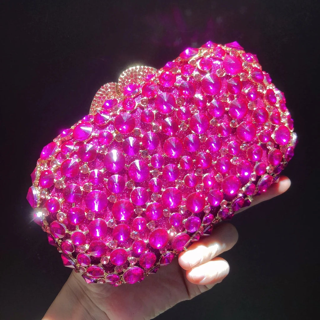 Embreagem de pedra clara branca e prateada para mulheres, bolsas de cristal, festa de casamento, bolsas de baile, embreagem nupcial de diamante