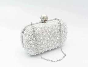 Keweli cor pura grânulo bordado pérola saco de noite portátil doce elegante fibra poliéster dureza compartimento interior