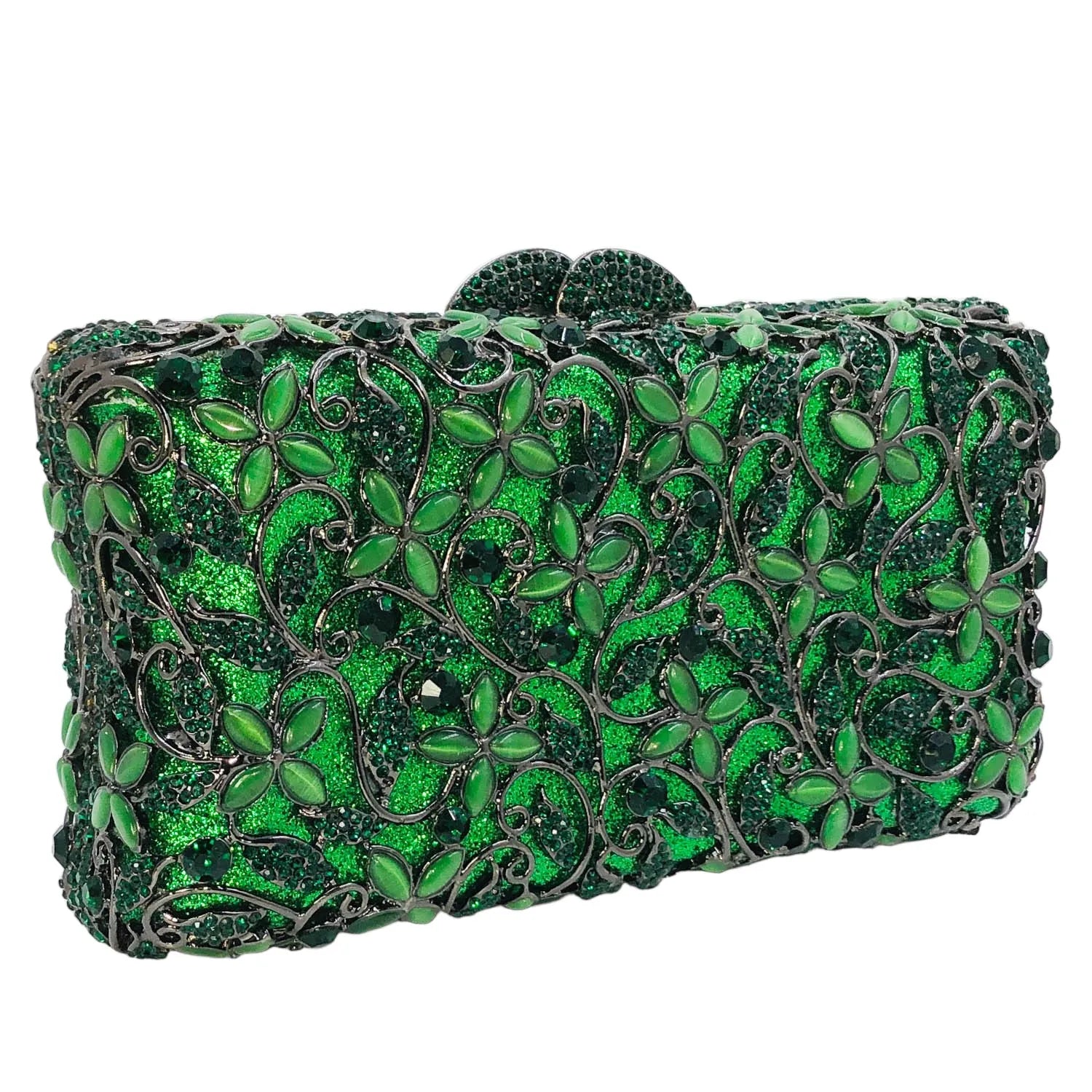 Boutique de fgg feminino cristal verde noite bolsa embreagem flor minaudiere sacos hardcase festa strass embreagem bolsa casamento