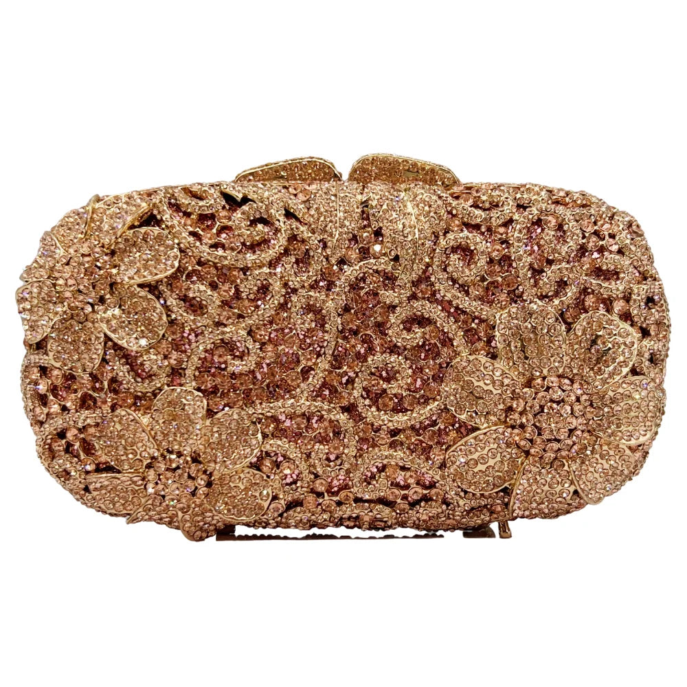 Formas de flores de luxo de alta qualidade, festas de casamento com diamantes, sacolas, bolsas de noite, embreagens de cristal