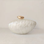 Caixa acrílica bege pérola shell ovo sacos de embreagem para mulheres, bolsa frisada feminina, bolsas noite, casamento, dama de honra, festa, senhora