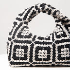 Bolsa de tecido oco com padrão, bolsas de praia boêmia para mulheres, conjunto de crochê, acessórios de praia femininos, Trav Must Haves (padrão aleatório)