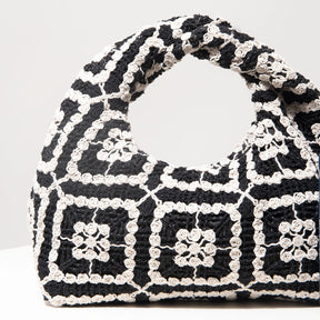 Bolsa de tecido oco com padrão, bolsas de praia boêmia para mulheres, conjunto de crochê, acessórios de praia femininos, Trav Must Haves (padrão aleatório)