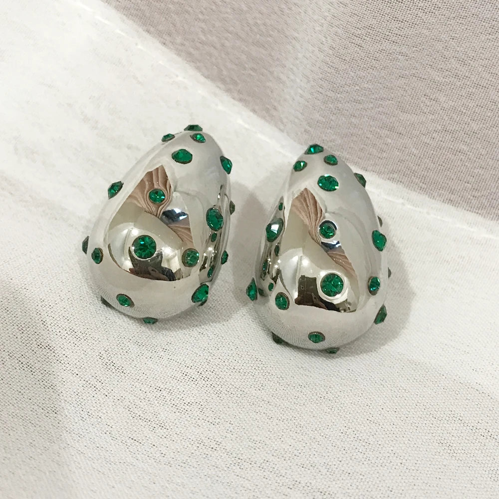 Brinco em forma de lágrima à prova d'água, contas embutidas, 18k, pvd, banhado a ouro, aço inoxidável, brincos de gota elegantes para mulheres