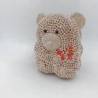 Urso de pelúcia dos desenhos animados strass saco vazio metal cristal jantar artesanal diamante bolsa feminina acessível glitter acolchoado crossbody