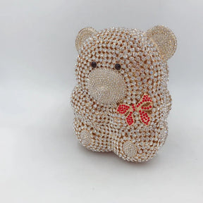 Urso de pelúcia dos desenhos animados strass saco vazio metal cristal jantar artesanal diamante bolsa feminina acessível glitter acolchoado crossbody
