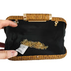 Boutique de fgg palha feminina embreagens de metal corrente ombro e crossbody sacos senhoras festa cockatail noite praia bolsa embreagem