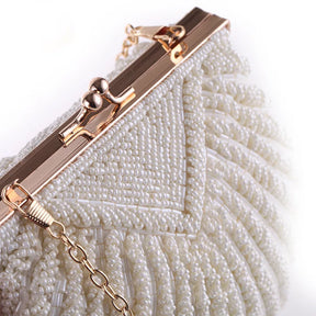 Bolsa e bolsa de casamento para mulheres, Sacos elegantes para festa à noite, Embreagens de casamento branco, Fêmea Frisada Clutch Bag Sac