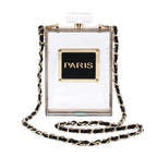 Sacos de noite feminino acrílico paris perfume em forma preto bolsa bolsas embreagem vintage banquete bolsa luxo ombro crossbody sacos