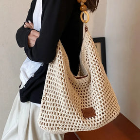Bolsa de Palha Trançada de ande Capacidade para o Verão, Bolsa Casual de Mão para Mulheres, Nova Bolsa Transversal 2025