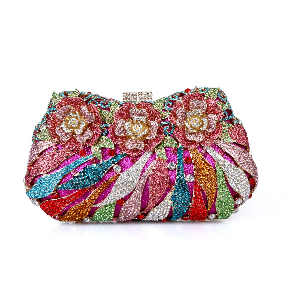 Clutch Metal Dama Cristal
