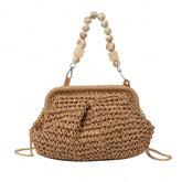 Bolsas de palha femininas da moda, bolsas de ombro estilo tecido moderno e de nicho, bolsas crossbody.