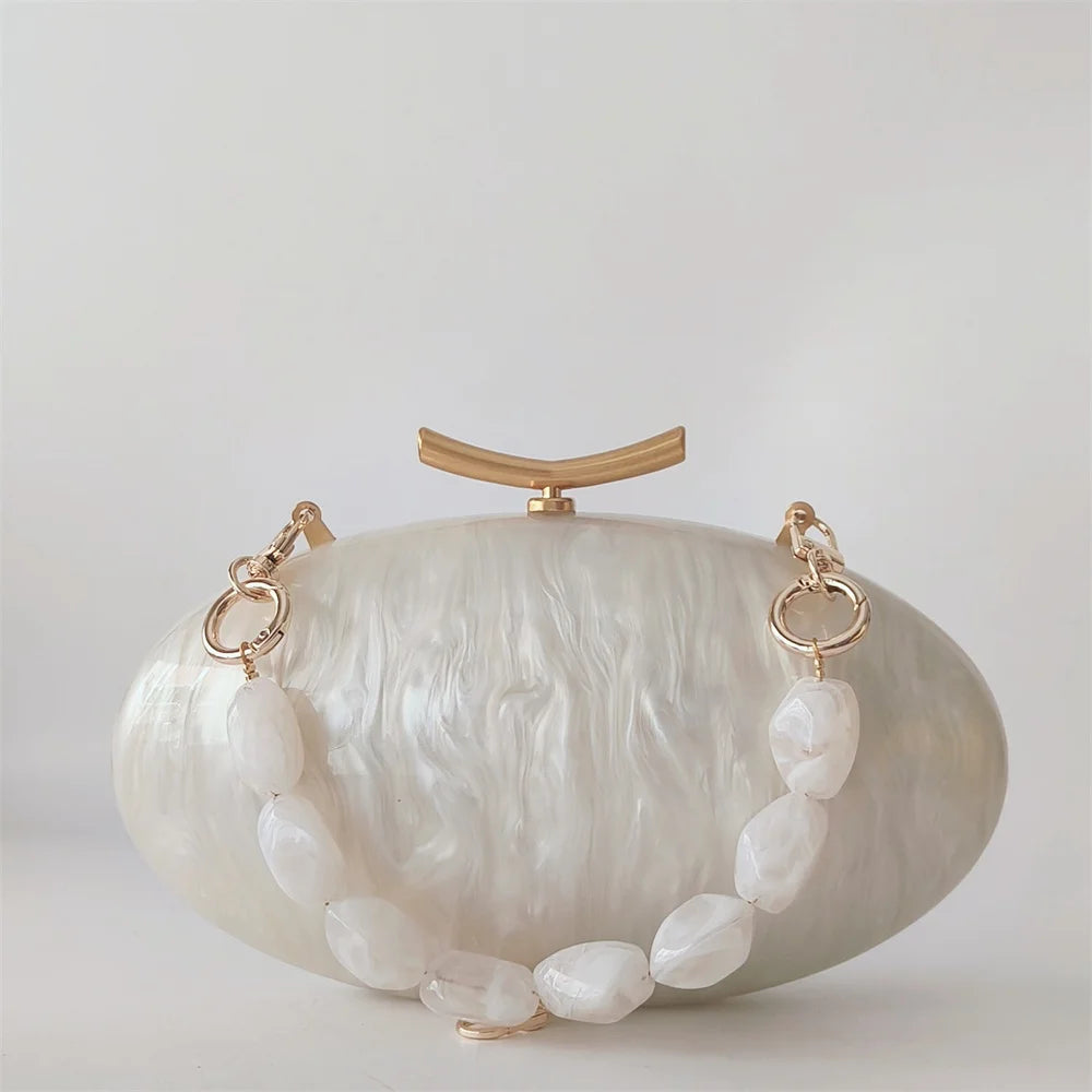 Pérola senhora marcas mulher festa bolsa de casamento acrílico saco crossbody ombro embreagem noite oval feminino concha bolsas femininas