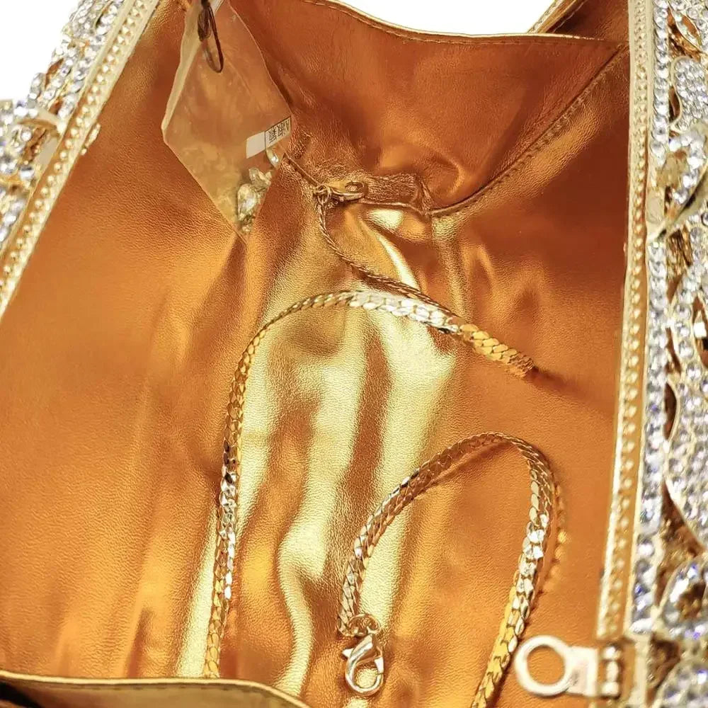 Boutique De FGG Bolsas e embreagens de noite com flores artesanais, bolsas e bolsas de mão com strass dourados, bolsa de embreagem de noiva para casamento