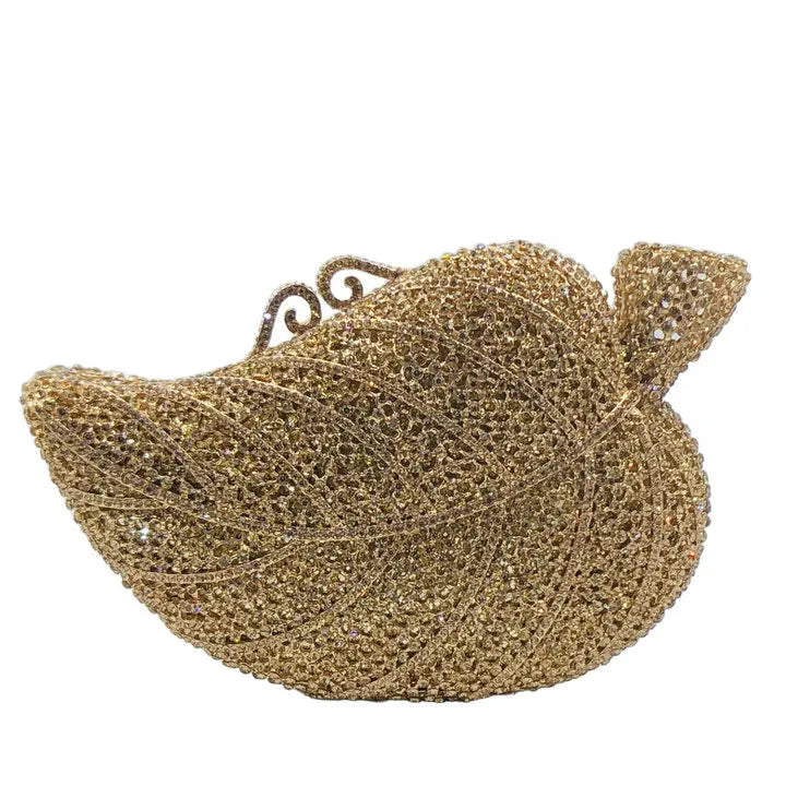 Boutique de fgg bolsas de embreagem de strass de folha verde para mulheres, bolsas formais de noite de cristal, minaudiere de festa de casamento