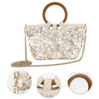 Concha frisada bolsa de embreagem artesanal alça superior saco luxo designer noite bolsa noite para as mulheres férias verão