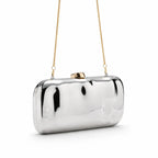 Nova Bolsa Feminina de Ombro e Transversal, Formato Concha Oval, com Fecho de Aba, em Plástico Prateado, para Festa, Noite e Praia, tipo Clutch