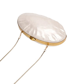 Novo 2025 acrílico concha ganso ovo bolsa de noite festa banquete bolsa feminina casca dura embreagem com alça corrente