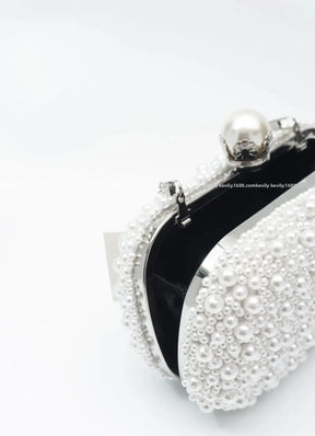 Keweli cor pura grânulo bordado pérola saco de noite portátil doce elegante fibra poliéster dureza compartimento interior