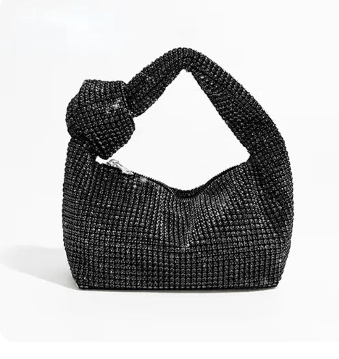 Alça strass nó sacos de noite prata cristal alça superior saco para mulheres bolsas e bolsas luxo designer bolsa tote