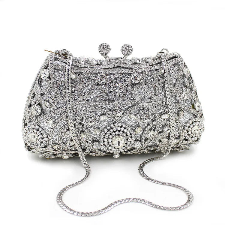 Novo luxo multi-cor em forma de bolinho cristal oco design strass saco de embreagem com caixa de presente senhoras saco de noite