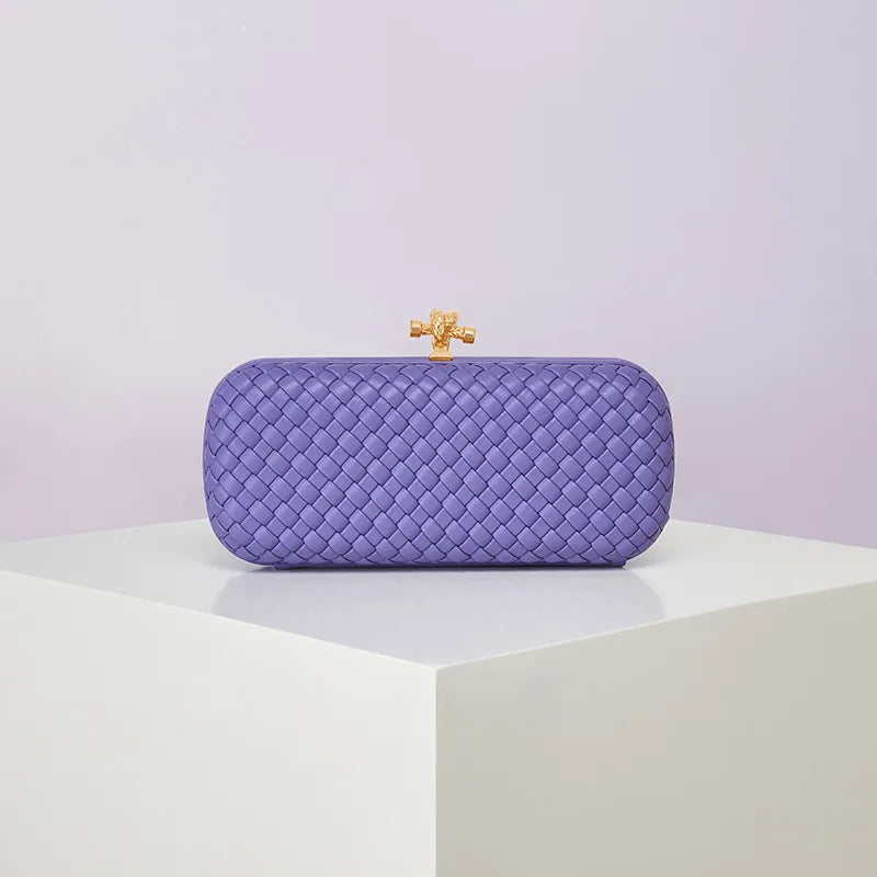 Bolsa Transversal B Home de PU Trançado, Bolsa de Ombro ande com Corrente, Estilo Europeu Moderno, Superfície ia, Cor Pura