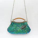 Bolsa luxuosa de lantejoulas com penas de pavão, feita à mão, retrô, cheongsam, bolsa de jantar, bolsa de mão com contas para vestido de casamento, jantar